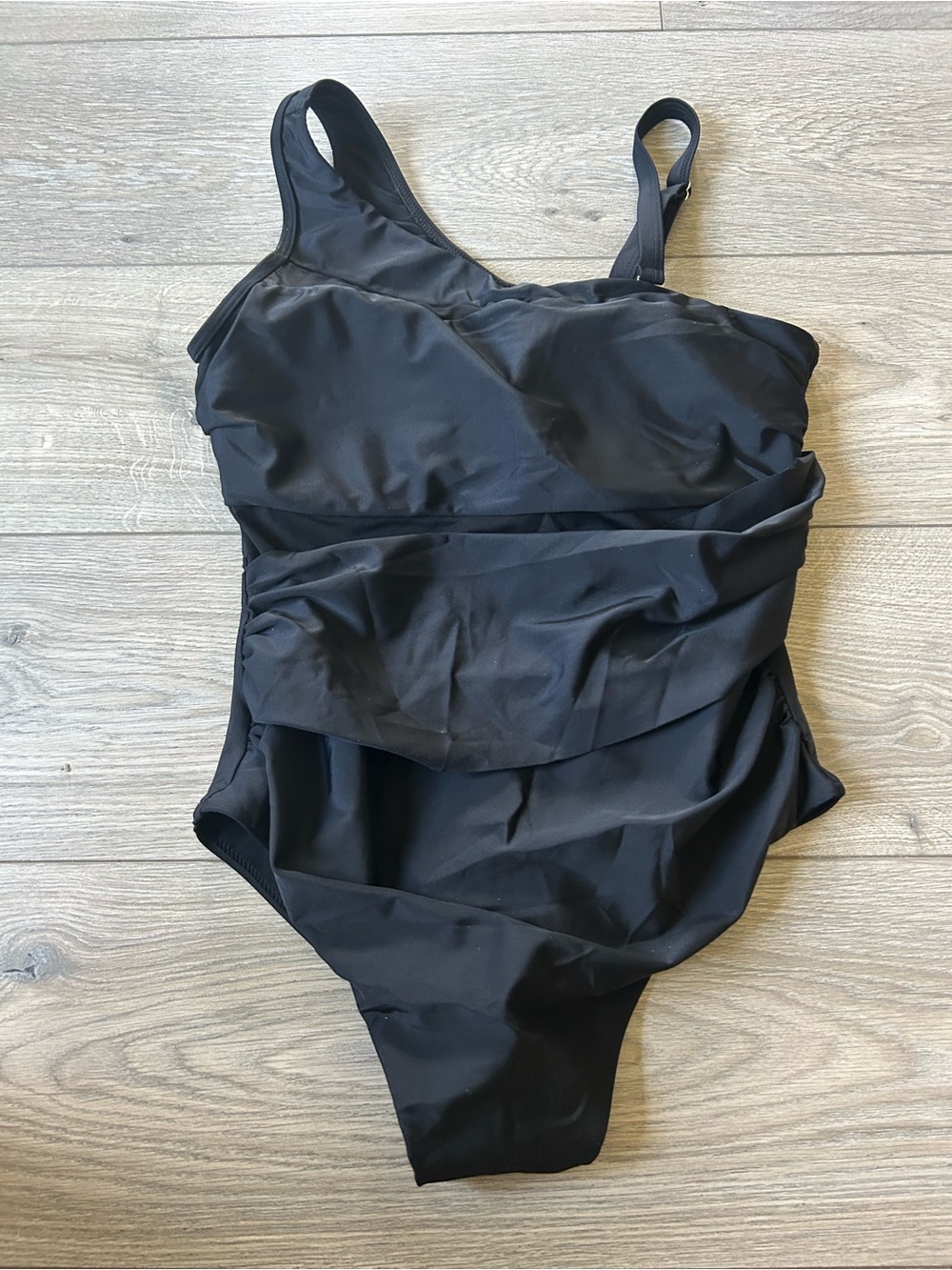 BERLOOK Black Mesh Panel Details One-Piece Swimsuit Size 16 New with tag
